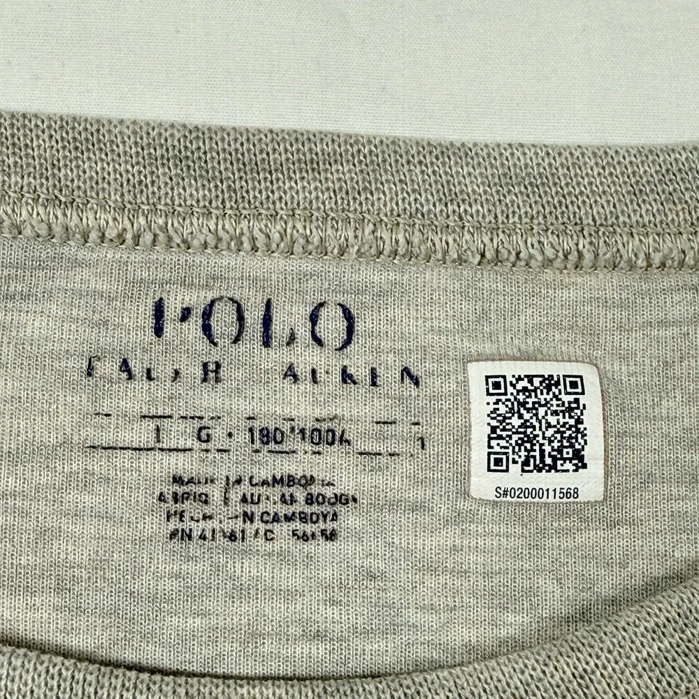 Polo Ralph Lauren Logo Embossed Double Knit Sweatshirt Men's L Gray Crewneck